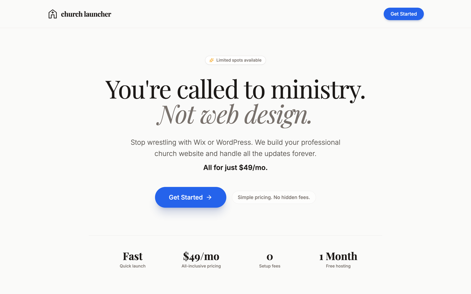 Church Launcher landing page