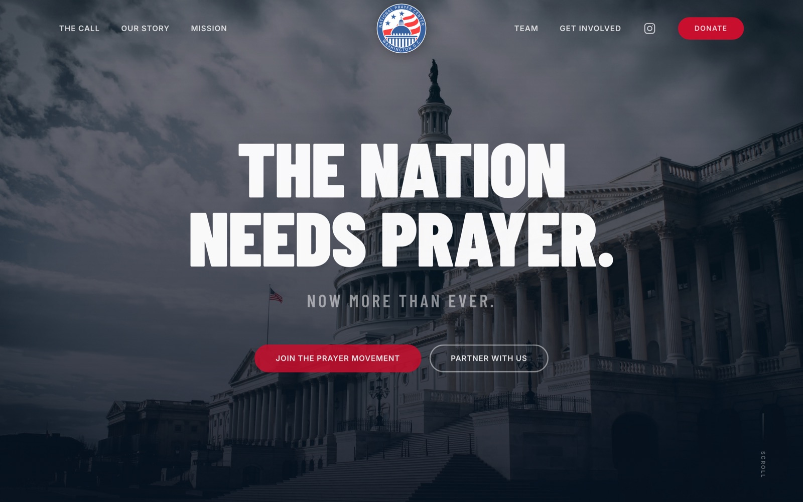National Prayer Center website homepage